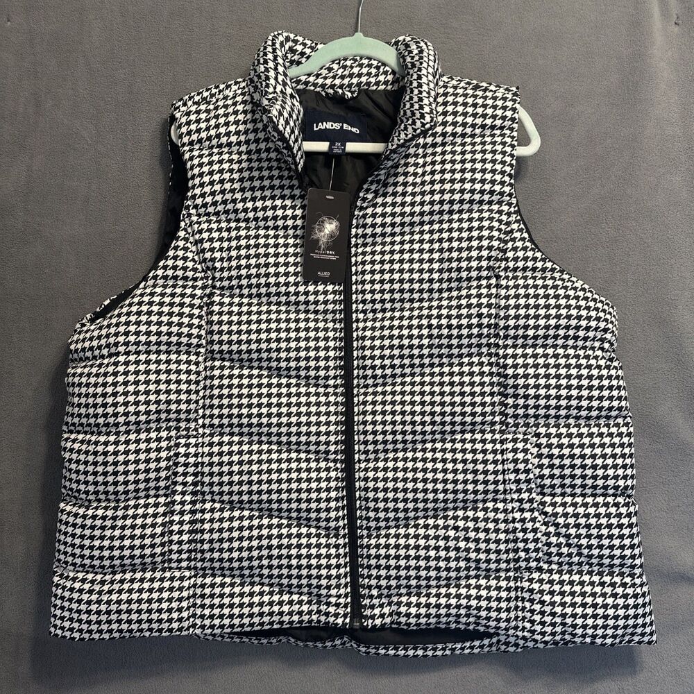 Lands' End Houndstooth Puffer Vest